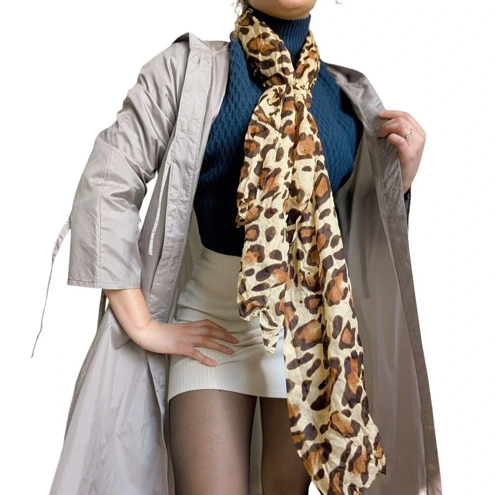 Classic Chic Maximalism Leopard Print Oversize Lightweight Cotton Scarf